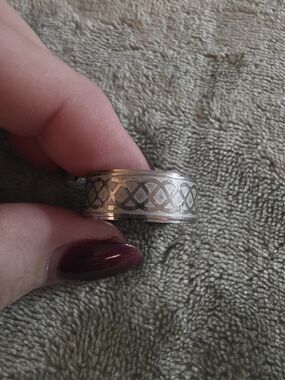 Sterling Silver Christian Celtic Knot Wide Band Ring - Size 11 See Pics